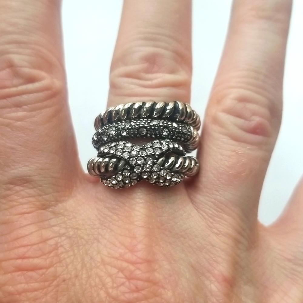 3 stack silver rings size 6
